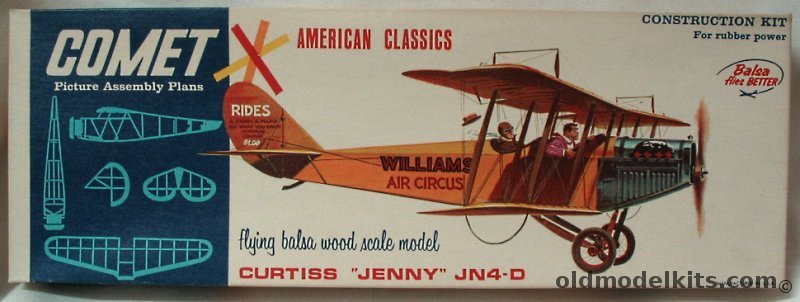 Comet Curtiss Jenny JN-4D - 24 inch Wingspan Flying Balsa Model Airplane, 3304-198 plastic model kit